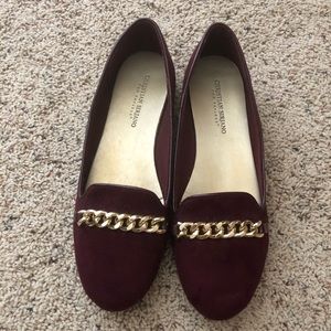 Christian Soriano for Payless maroon velvet flats.